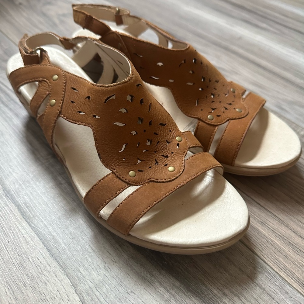 Merrell Oat Straw Performance Brown Leather Women's Sandals Sling Back Size 10